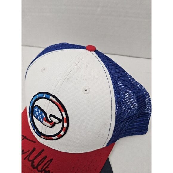 Vineyard Vines Patriotic Trucker Hat - Whale Red White Blue Low Pro Perf Mesh - Picture 2 of 6